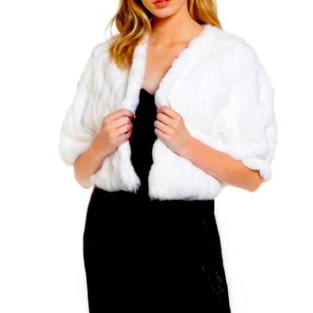 Nordstrom White Faux Fur Capelet/Shrug